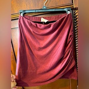 Maroon Suede Mini Skirt with ruched side detail